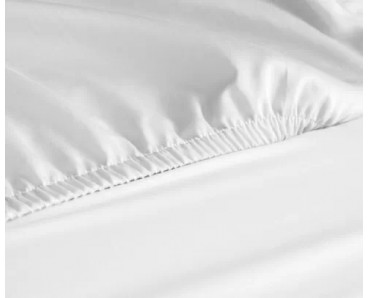 Draps Housse Blanc en Polycoton - 80x200 cm, 90x200 cm, 100x200 cm, 140x200 cm.